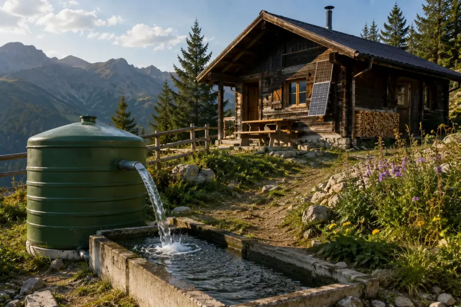 Traliccio con pompa eolica per acqua in un luogo isolato senza rete elettrica